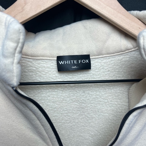 Cream Mock Turtle Quarter-Zip Women's Pullover Sweatshirt - Picture 8 of 9